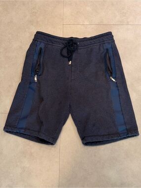 Vilebrequin Navy Blue Athletic Cotton Shorts with Zip Pockets